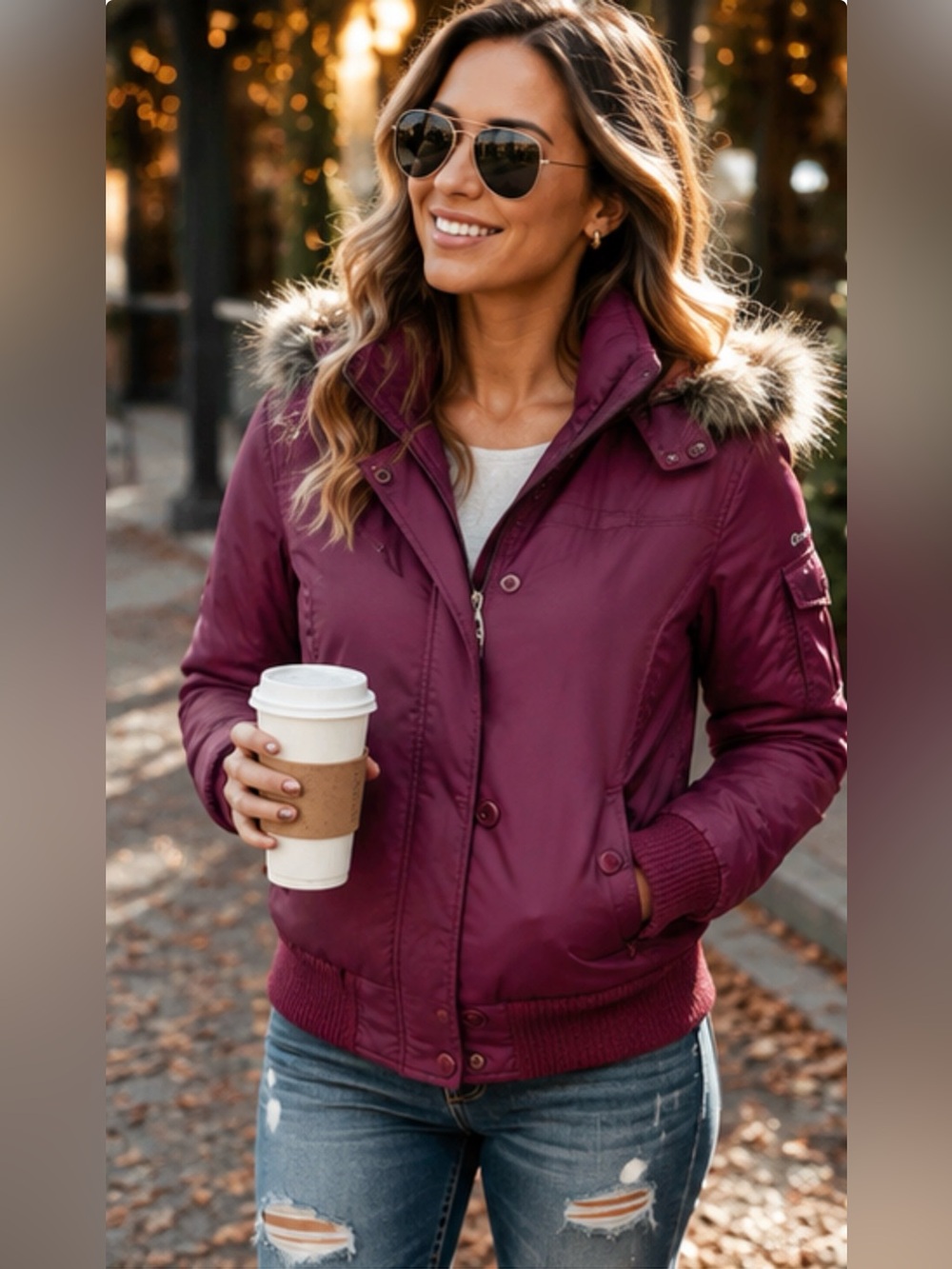 Columbia Omni-Shield Faux Fur Hood Jacket Women’s Large Plum Winter Coat